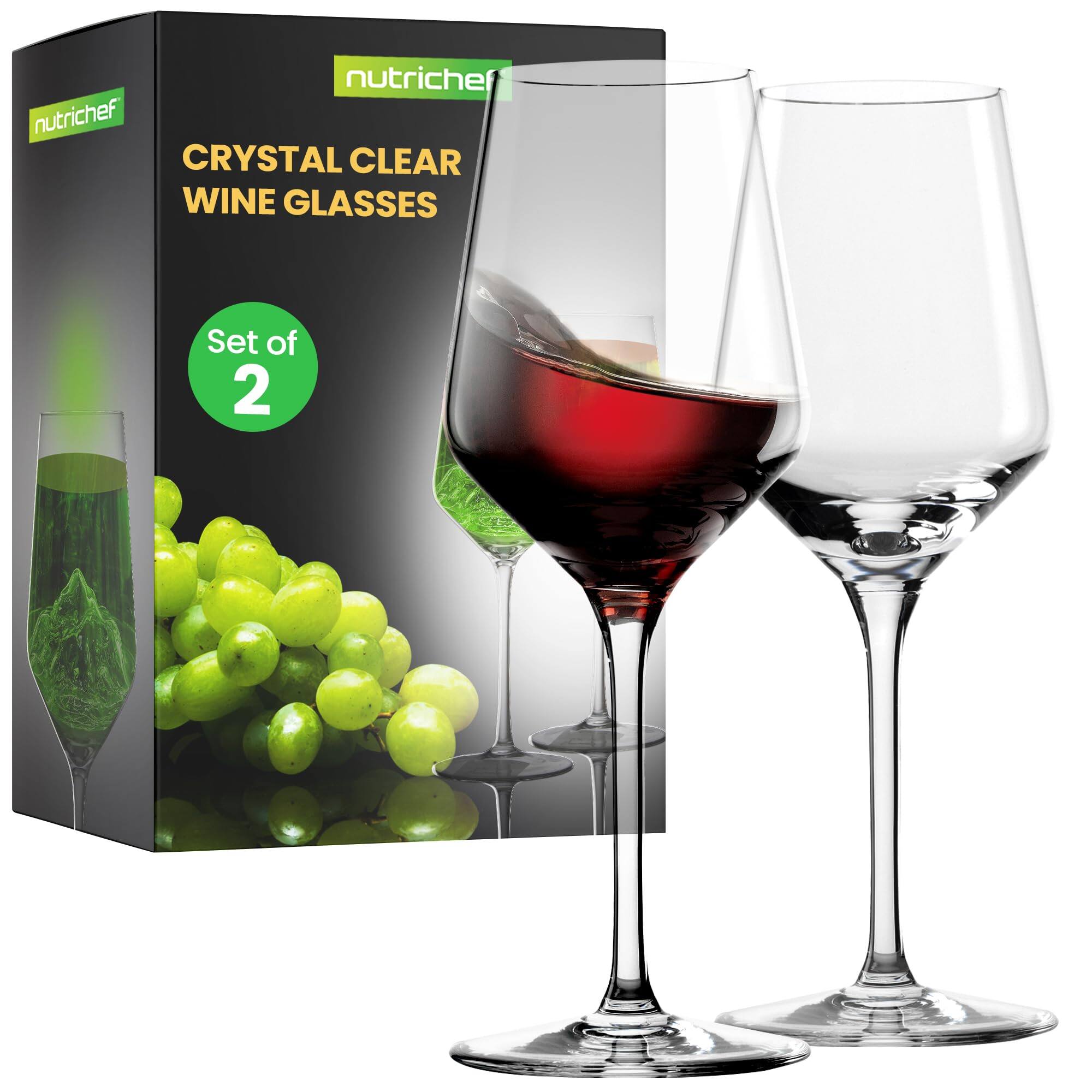 nutrichef CRYSTAL CLEAR WINE GLASSES Set of 2