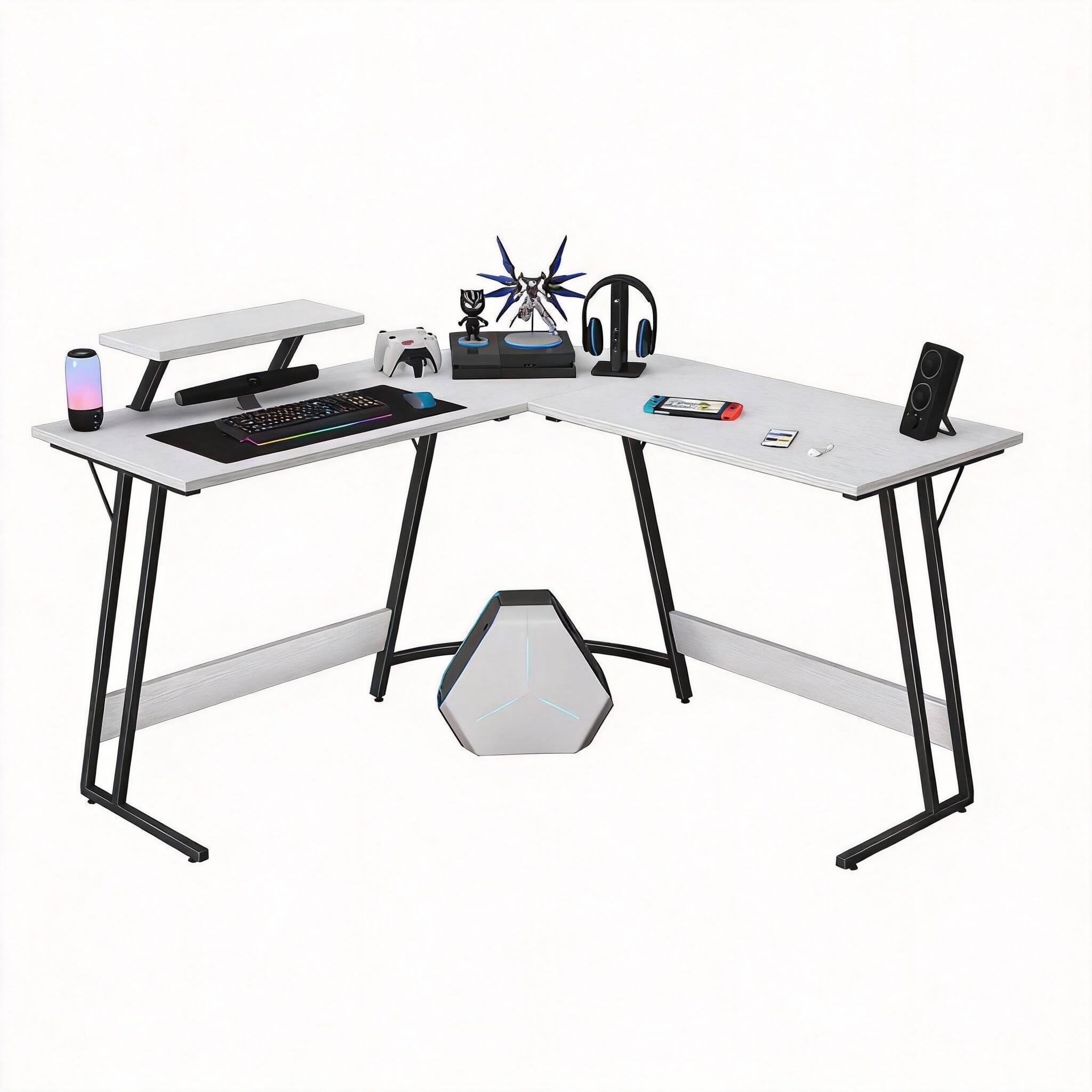 Alt View 2. Frangdom - 51 Inch L Shaped Gaming Desk Corner PC Table with Monitor Riser - blue 51in.