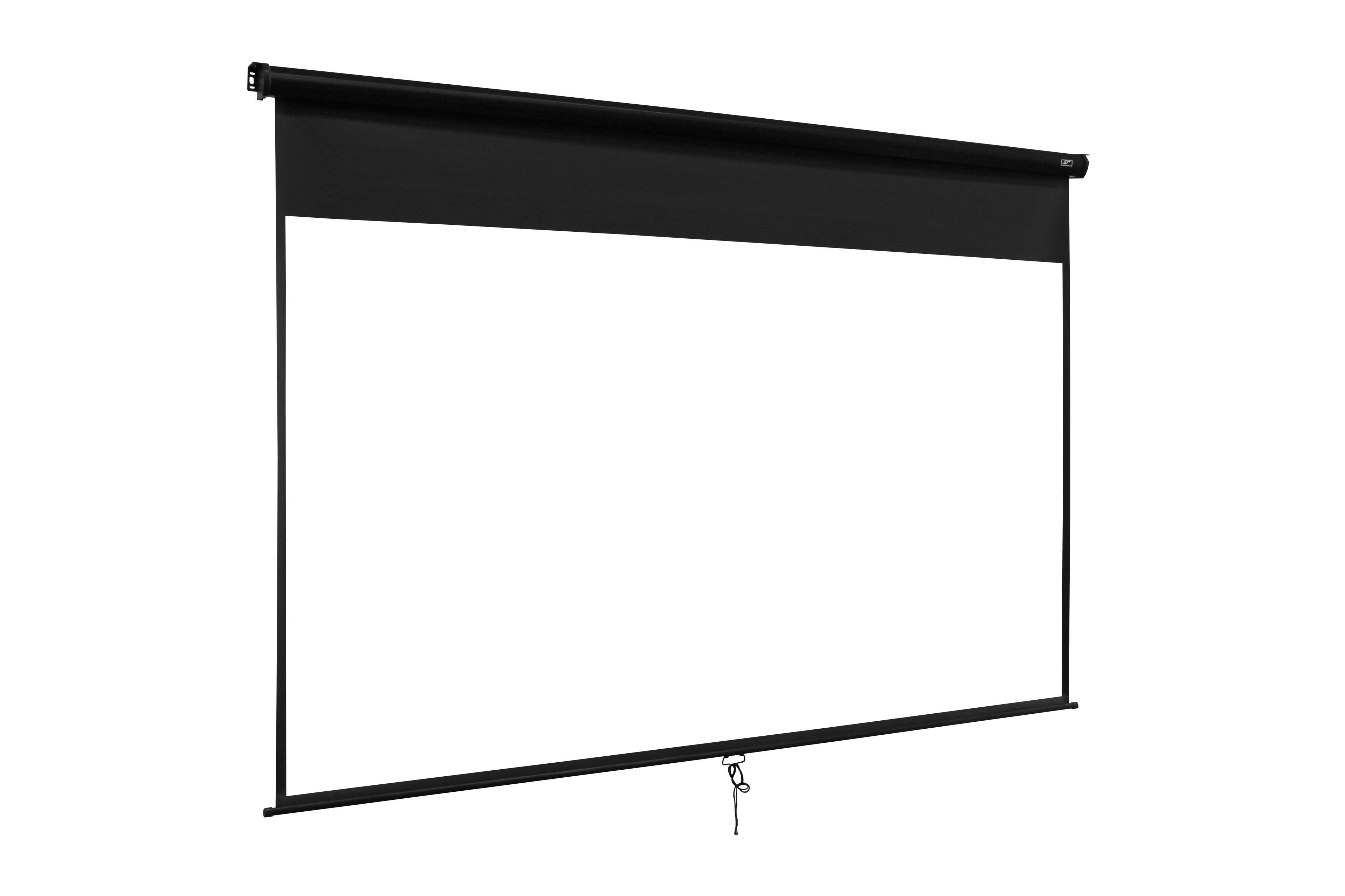 Left. Elite Screens - Manual Pull-Down Matte White Front Projector 4K UHD Screen, 94" Diagonal, 16:10, 49.8" x 79.7", M94UWX - Black.