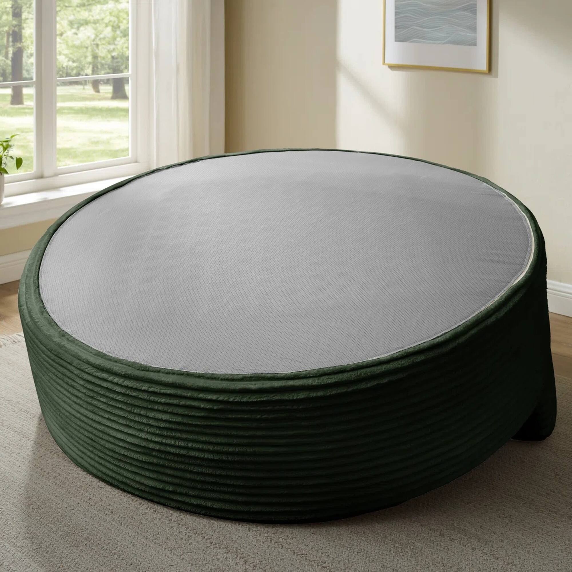 Alt View 1. Yardgrace - Oversized 55.1" Round Corduroy Chaise Lounge – Deep Seat Cloud Sofa, No Assembly Needed - Green.