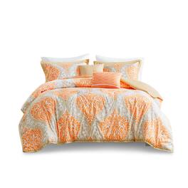 Gracie Mills - Nichole Chic Damask Print Comforter Set - Orange