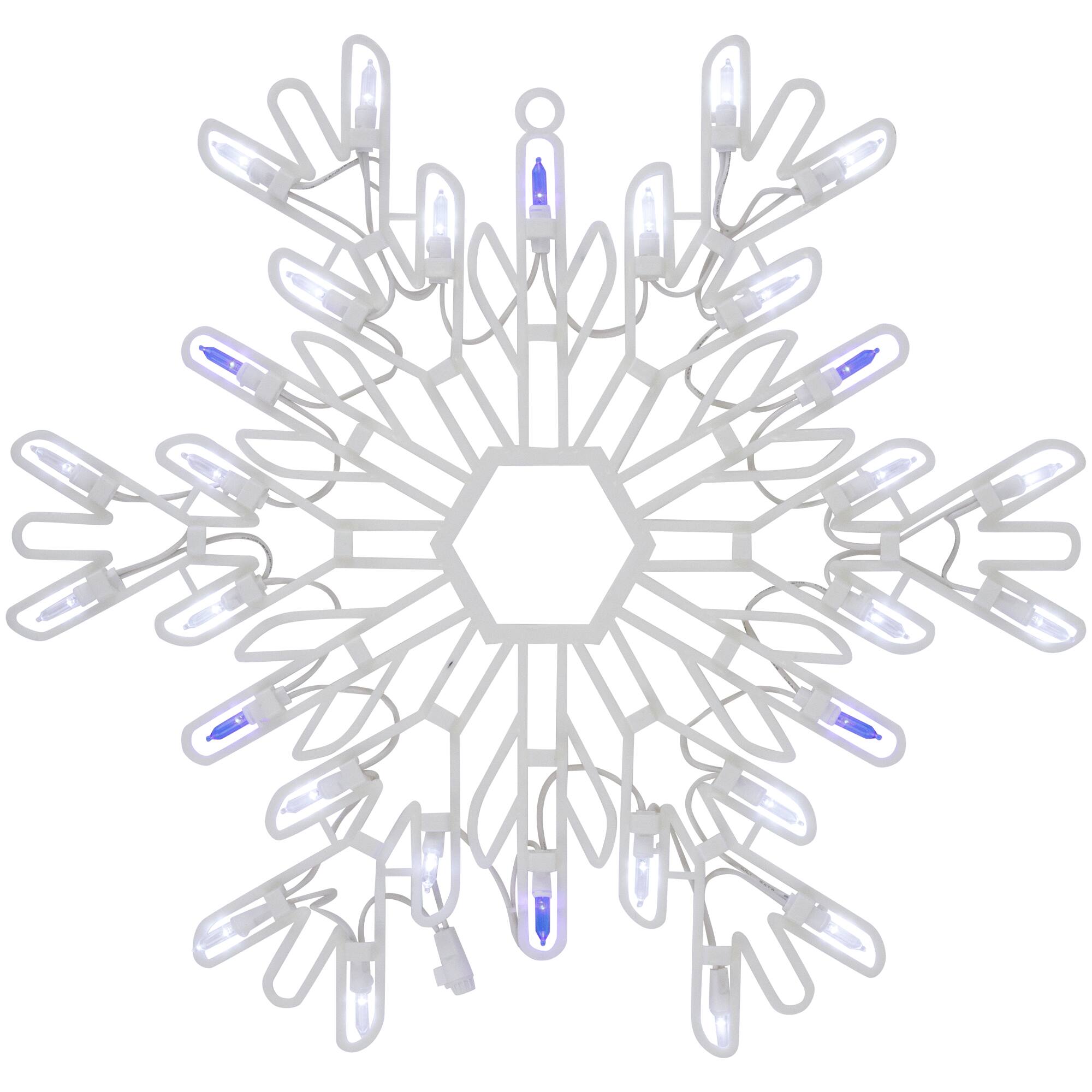 Alt View 2. Northlight - LED Lighted Snowflake Window Silhouette Christmas Decoration - 16" - Pure White and Blue - White.