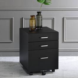 APRILSOUL - Black and Chrome 3-Drawer Rectangular File Cabinet