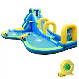 Gymax - Kids Inflatable Water Park Bounce House with Blower