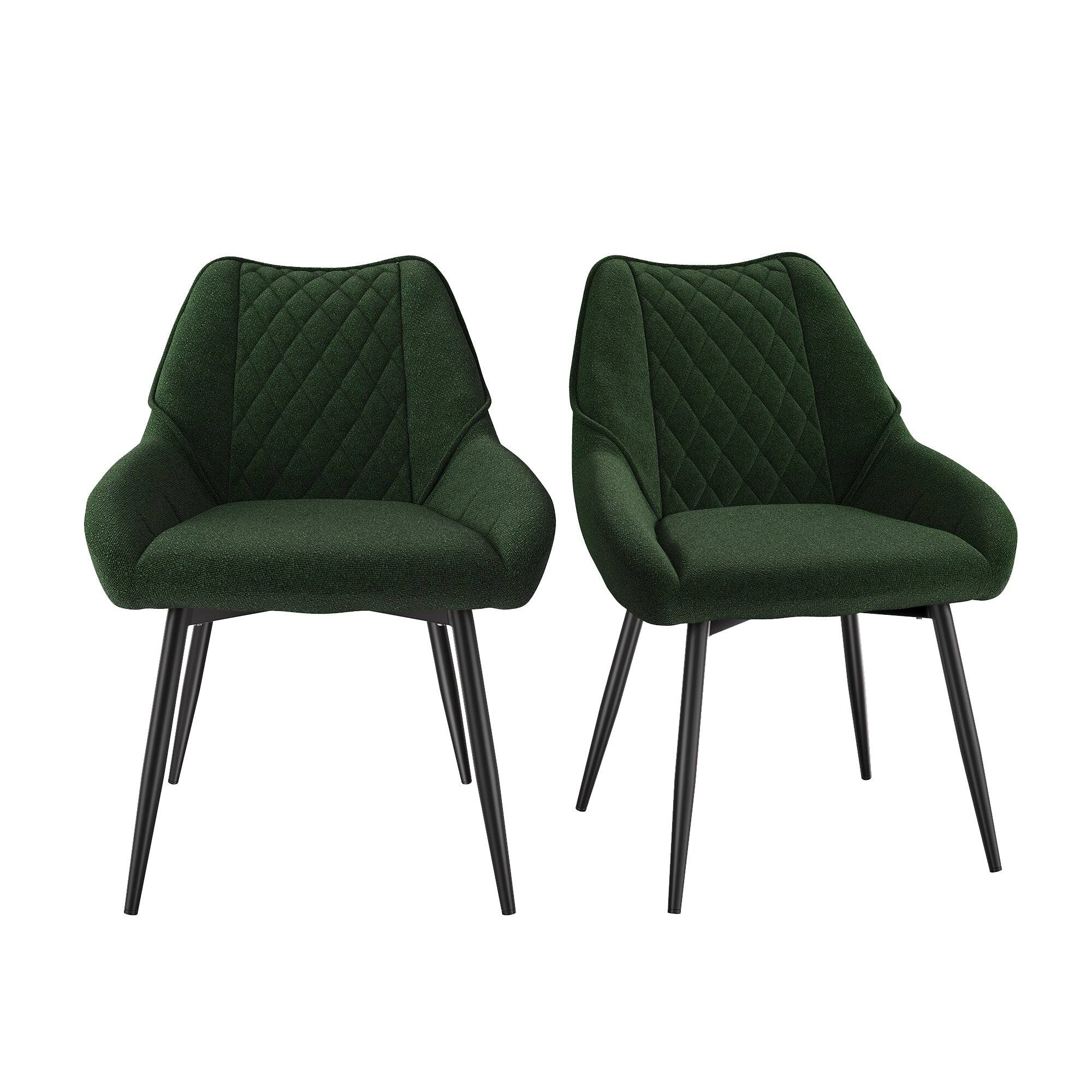 Boyel Living - Fabric Diamond Shaped Soft Side Chair with Metal Legs(Set of 2) - Green