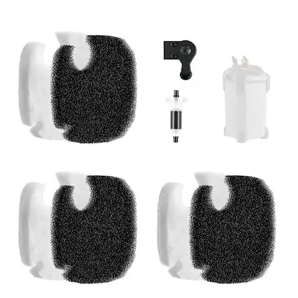 Front. VEVOR - Aquarium Filter Media Pads, 6 PCS Replacement with Impeller for CF800, Canister Floss Replacement for Fish Tank - White;Black.