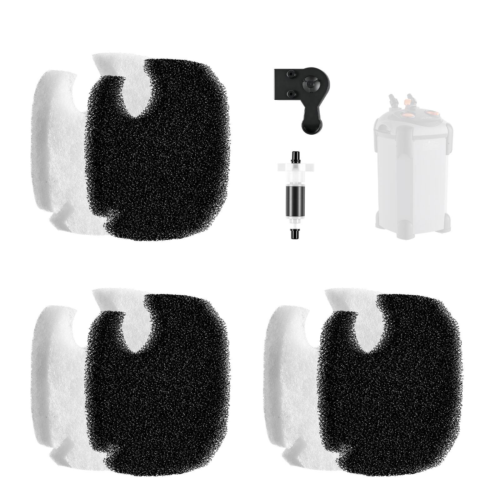 Front. VEVOR - Aquarium Filter Media Pads, 6 PCS Replacement with Impeller for CF800, Canister Floss Replacement for Fish Tank - White;Black.