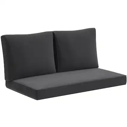 Front. Outsunny - 2 Seat Patio Furniture Cushions, 46x26x5 in, Thick Outdoor Loveseat Cushion Set with Removable Cover - Black.