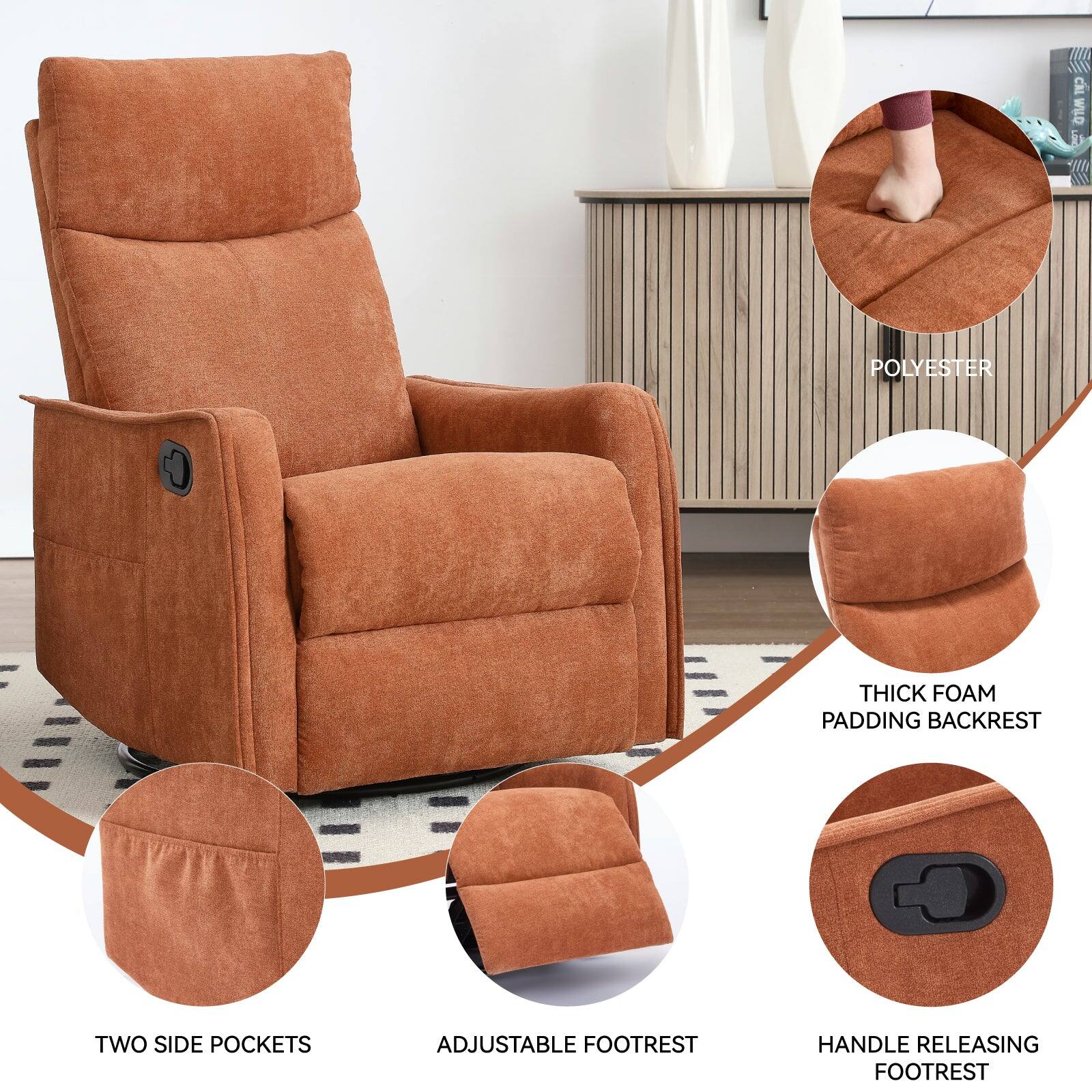 - CAL POLYESTER
- THICK FOAM PADDING BACKREST
- TWO SIDE POCKETS
- ADJUSTABLE FOOTREST
- HANDLE RELEASING FOOTREST