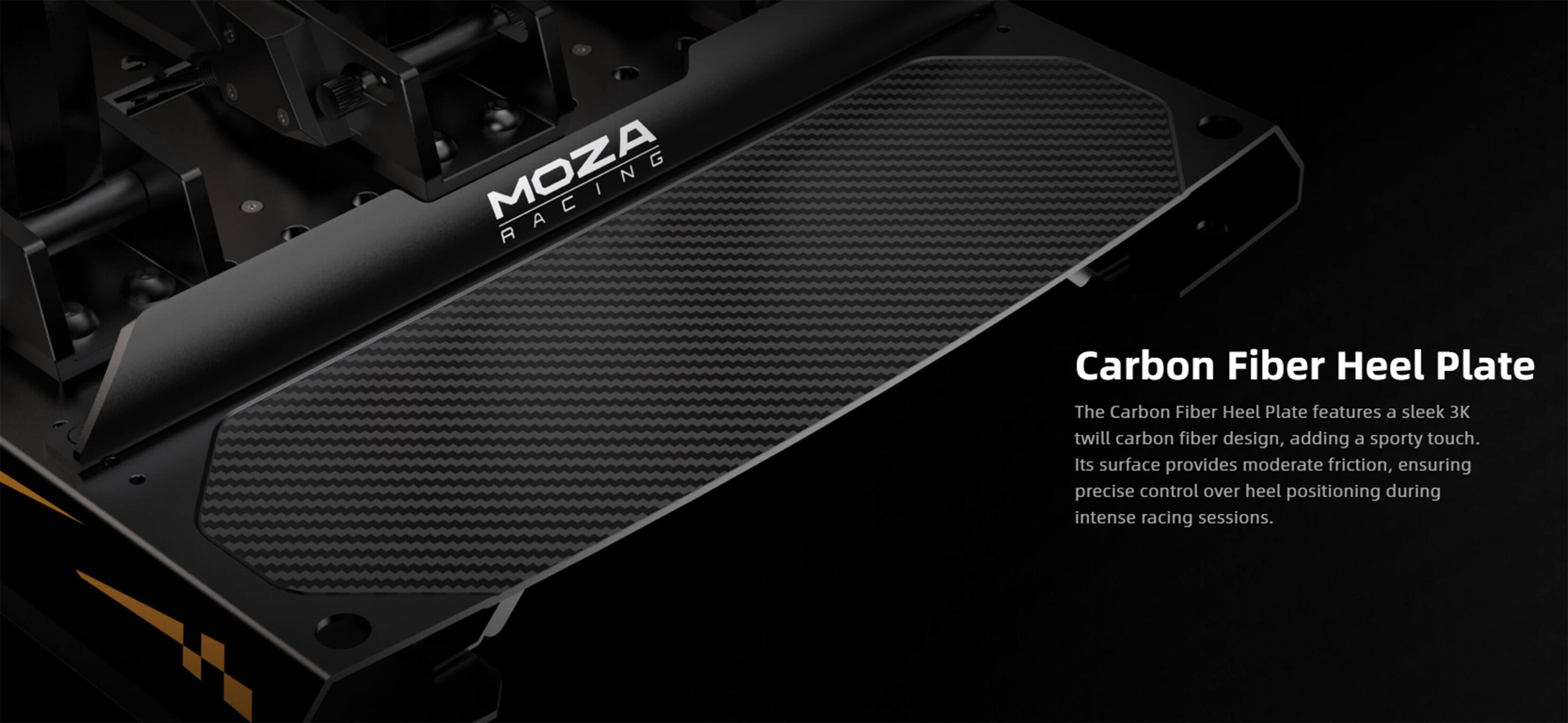 The Carbon Fiber Heel Plate features a sleek 3K twill carbon fiber design, adding a sporty touch. Its surface provides moderate friction, ensuring precise control over heel positioning during intense racing sessions.