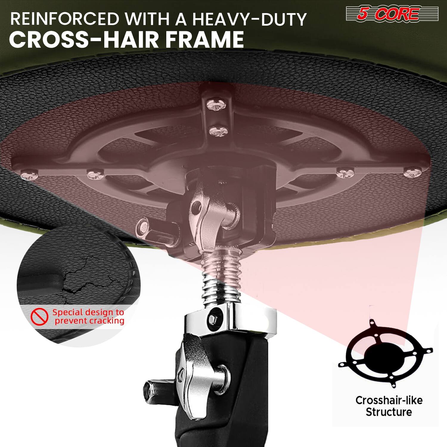 REINFORCED WITH A HEAVY-DUTY CROSS-HAIR FRAME

5 CORE

Special design to prevent cracking

Crosshair-like Structure