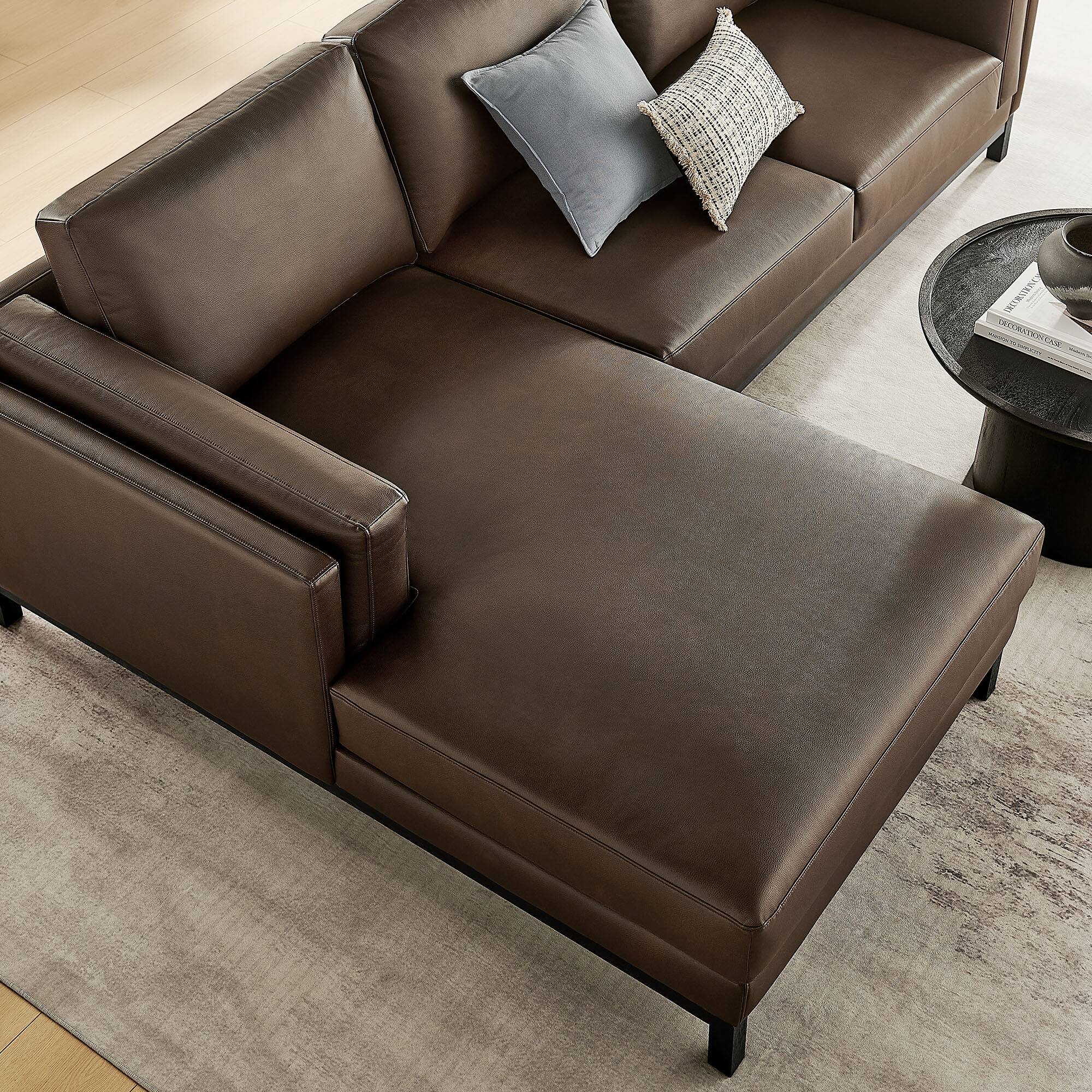 Alt View 6. Modway - Roscoe Left-Facing Vegan Leather Sectional Sofa with Chaise by Modway - Espresso.