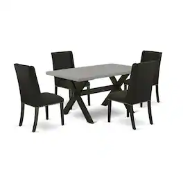 East West Furniture - 5-Pc Dining Table Set Included 4 Dining Chair Upholstered Nails Head Seat and Stylish Chair Back - Multi-Color