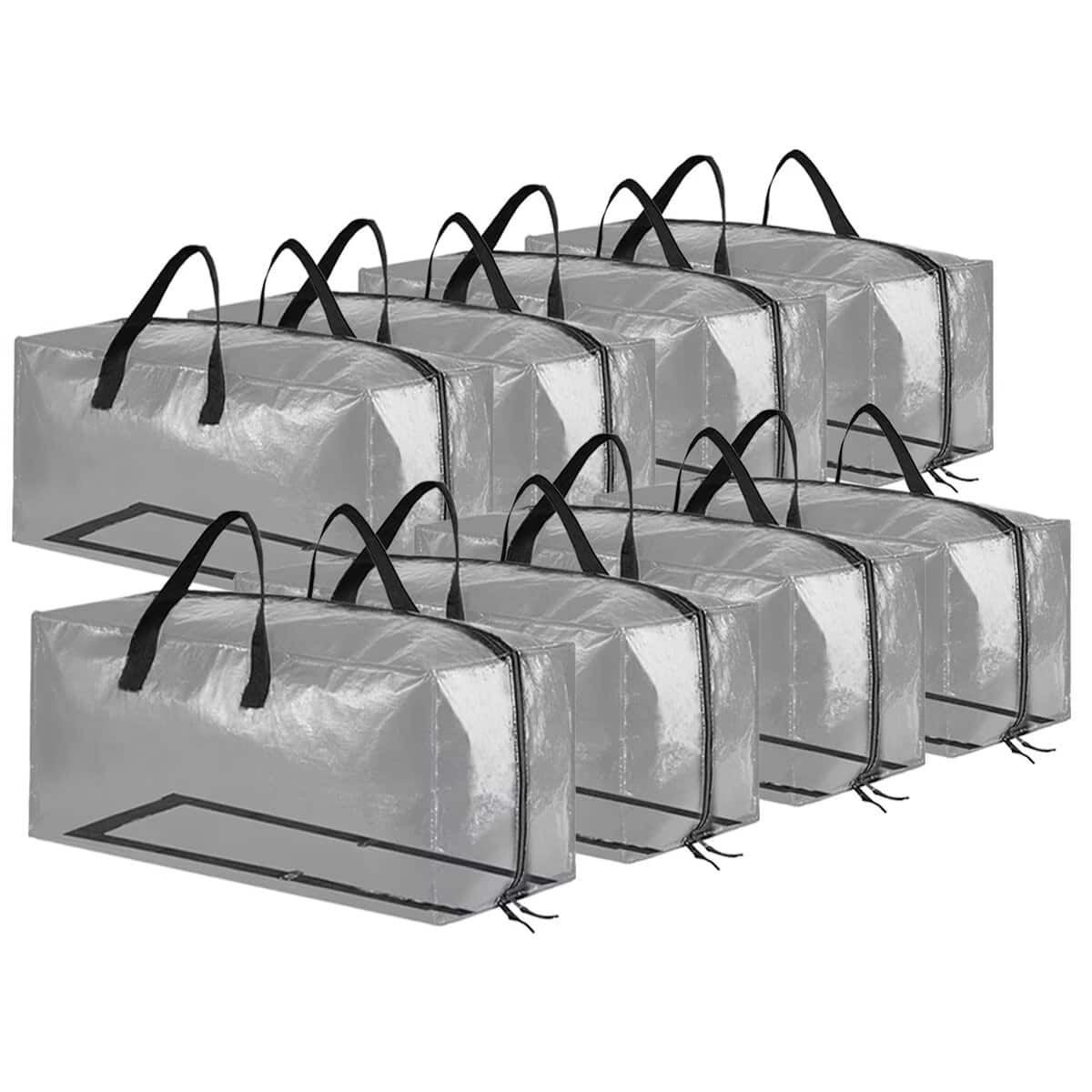 Tooloton - 8 Pack Large Moving Bags with Straps, College Dorm Packing Supplies - Clear