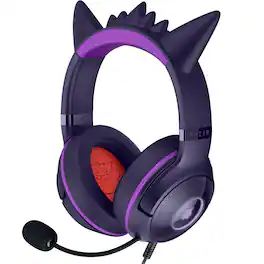 Razer - Kraken Kitty V2 Wired Over-the-Ear Gaming Headset for PC, Mac, Nintendo Switch, Steam Deck, Mobile, and Tablet - Pokémon Gengar Edition