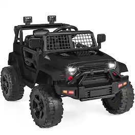 Best Choice Products - 12V Kids Ride On Truck Car w/ Parent Remote Control, Spring Suspension, LED Lights - Black