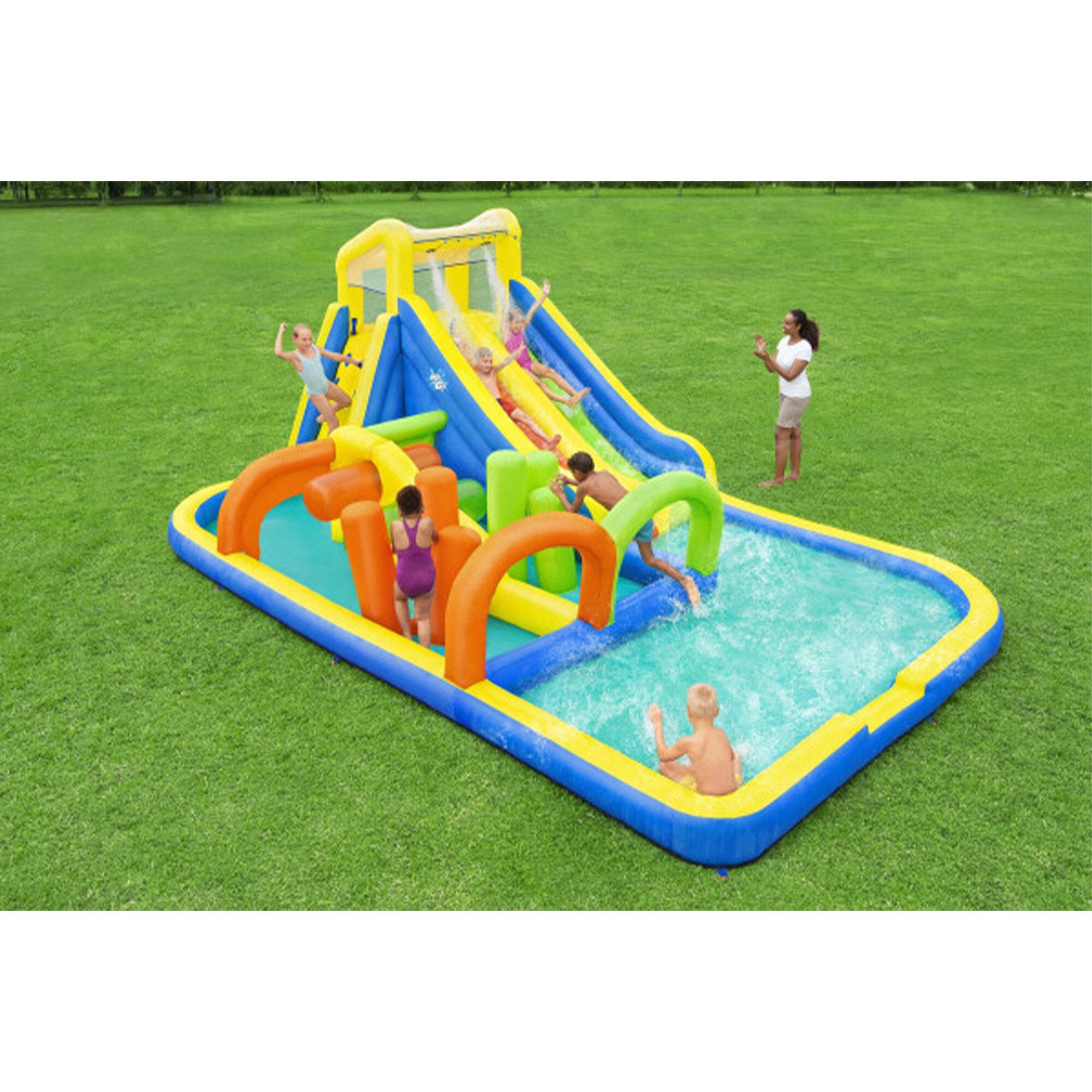 Alt View 2. Bestway - Bestway H2OGO! AquaRace Kids Inflatable Outdoor Water Slide Park with Air Blower - Multicolor.