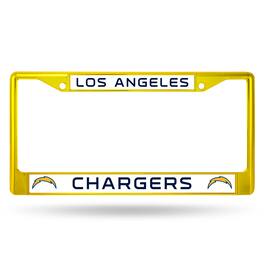 Rico Industries - Los Angeles LA Chargers Yellow Painted Chrome Metal License Plate Frame - Multi
