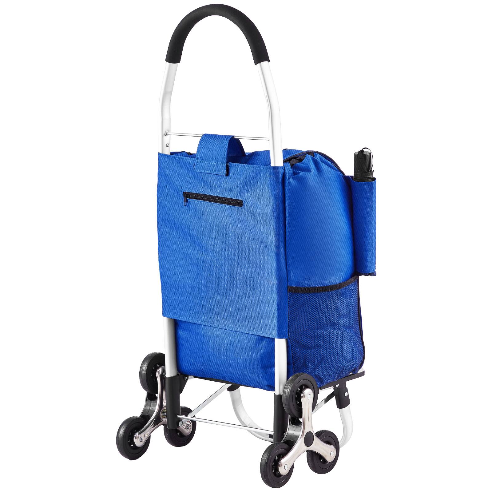 Alt View 5. VEVOR - Stair Climber Trolley Dolly,36L Folding Shopping Cart,Grocery Cart Trolley Laundry Stair Climbing Handcart with 6 Wheels - Blue.