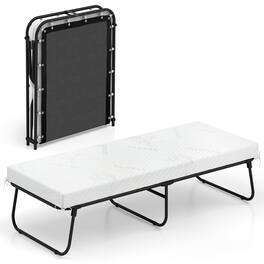 Gymax - 75'' x 31'' Folding Bed w/ Memory Foam Breathable Mesh & Heavy-Duty Metal Frame - Black, White