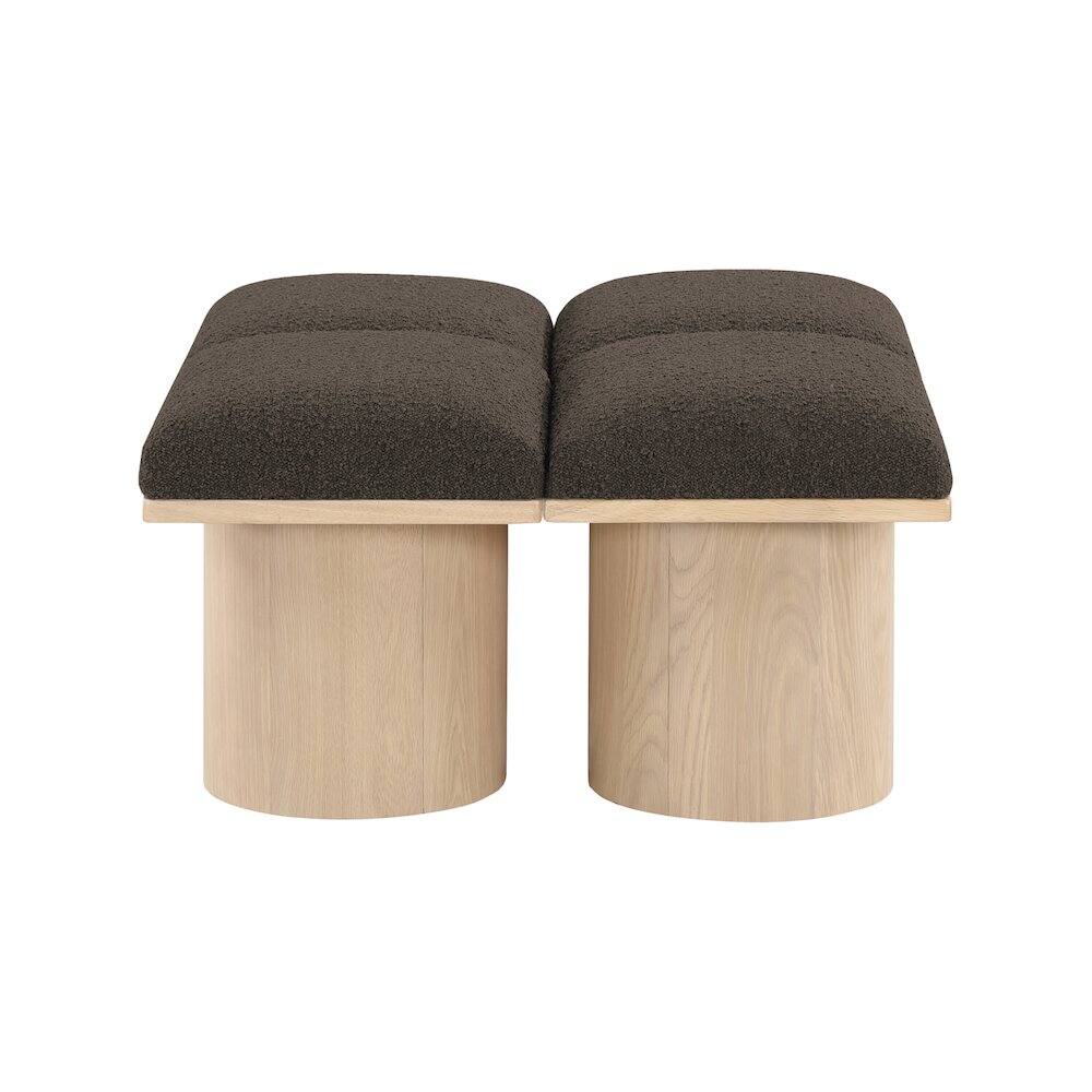 Alt View 1. Meridian Furniture - Pavilion Brown Boucle Fabric Bench - Brown.