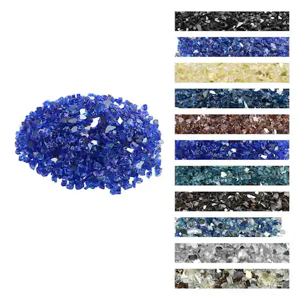 Front. VEVOR - Fire Glass, 10LBS / 4.5KG High-Temperature Resistant Fireplace Rocks, 1/2-Inch / 12.7 mm Reflective & Smokeless Glass - Cobalt Blue.