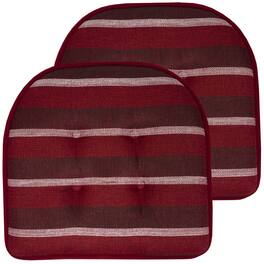Sweet Home Collection - Bradford Striped U Shaped Memory Foam 17" x 16" Chair Cushion, 2-Pack - Burgundy