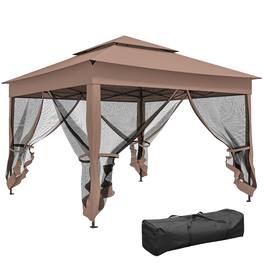 Outsunny - Outdoor Patio Pop Up Canopy Gazebo Shelter with Zipper Netting, Carry Bag - Light Gray