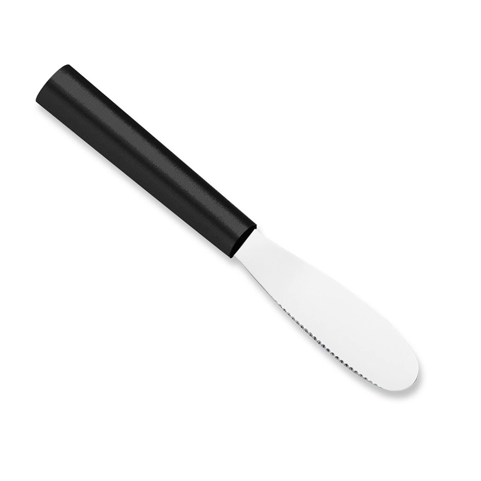 Front. Rada - Cutlery 3.375-Inch Party Spreader Stainless Steel Serrated Blade, Black Handle - Black.