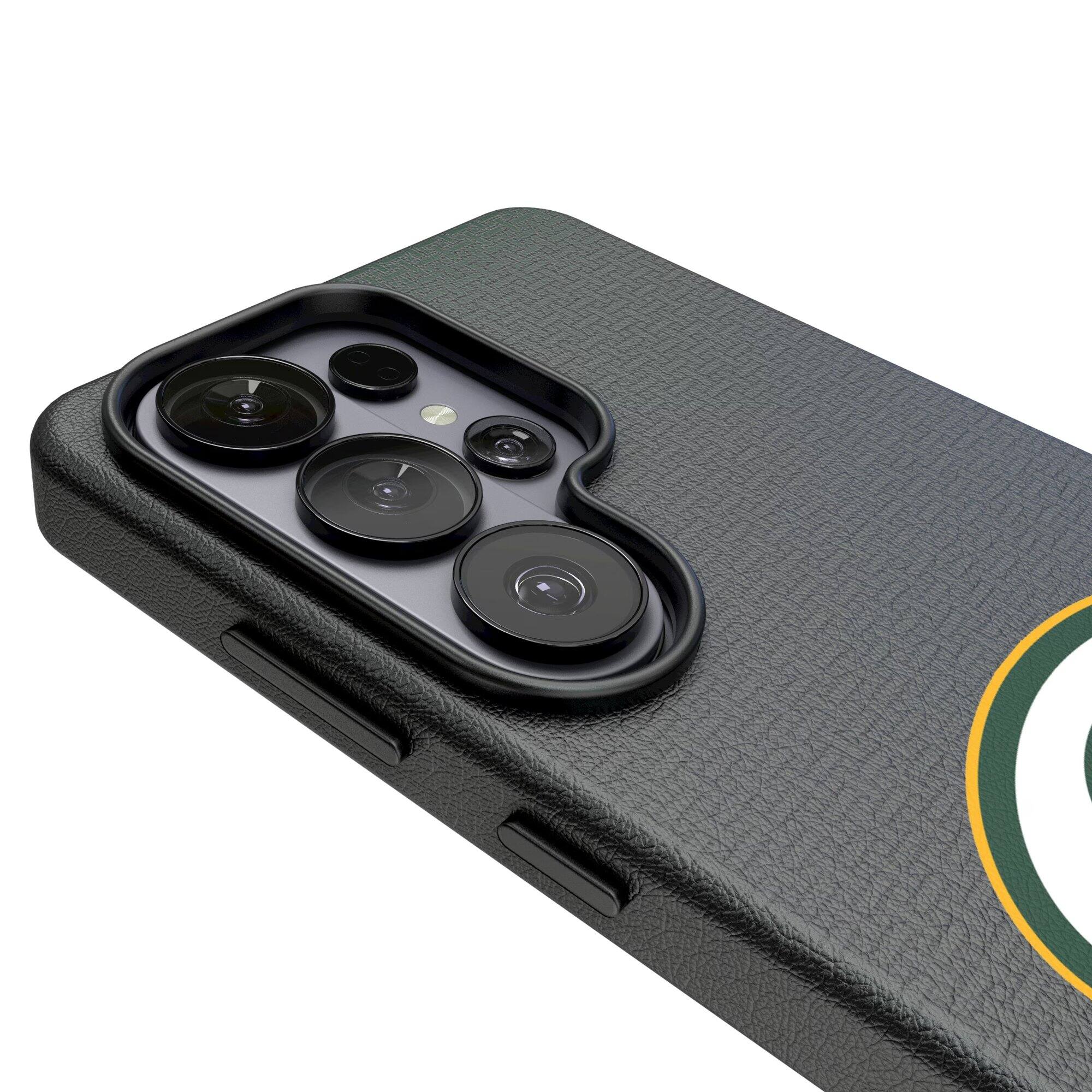 Alt View 2. Keyscaper - Green Bay Packers Linen Galaxy Magnetic Bump Case - S24 - Black.