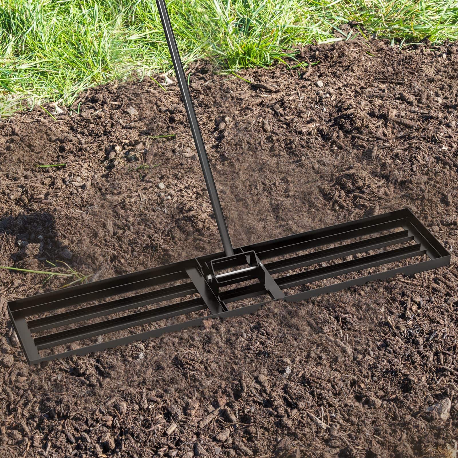 Ecooso - 46" x 10" Lawn Leveling Rake, Heavy-Duty Soil Level Tool for Yard and Turf
