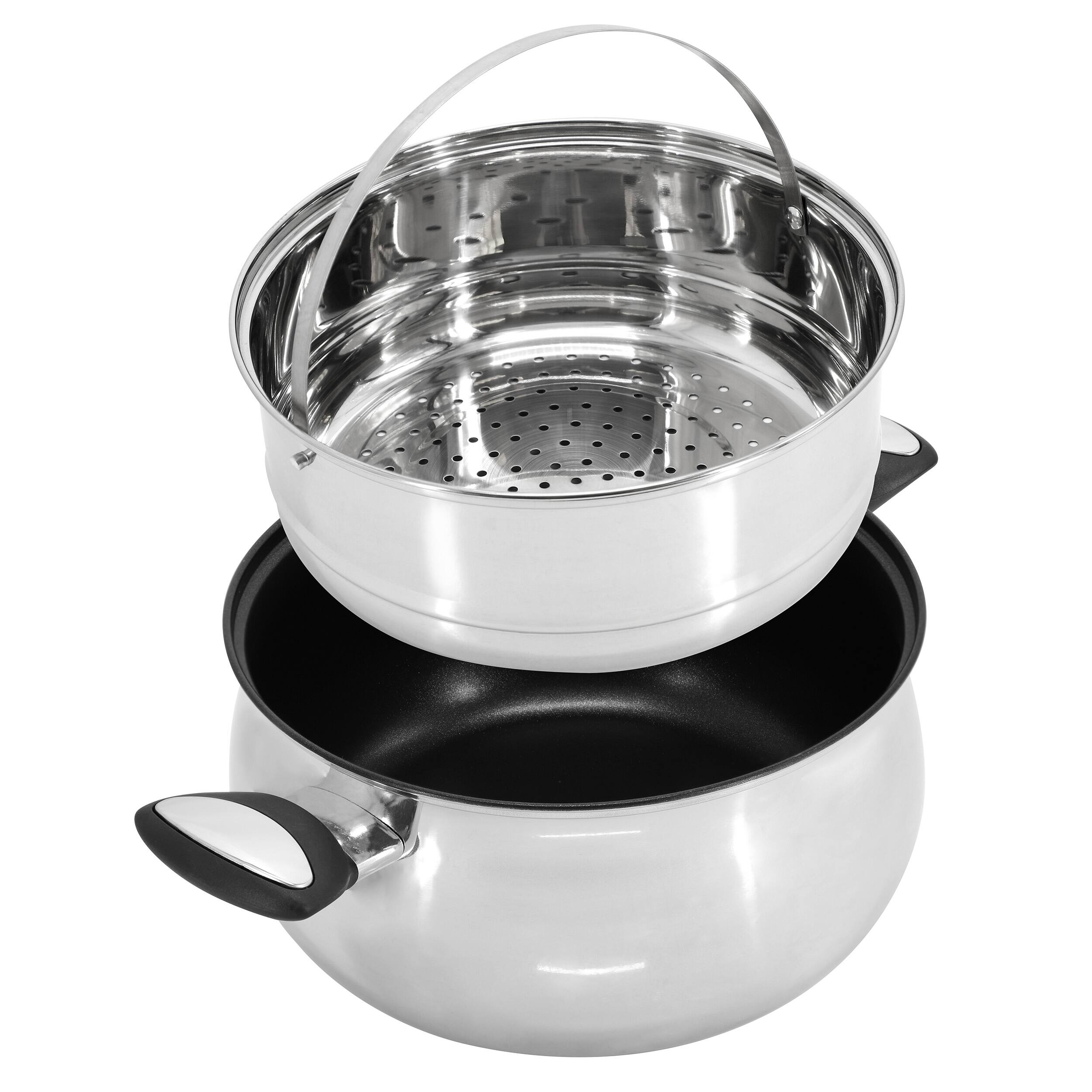 Alt View 1. Oster - Oster Baldwyn 10 Piece Stainless Steel Belly Shaped Nonstick Cookware and Utensil Set - Silver.