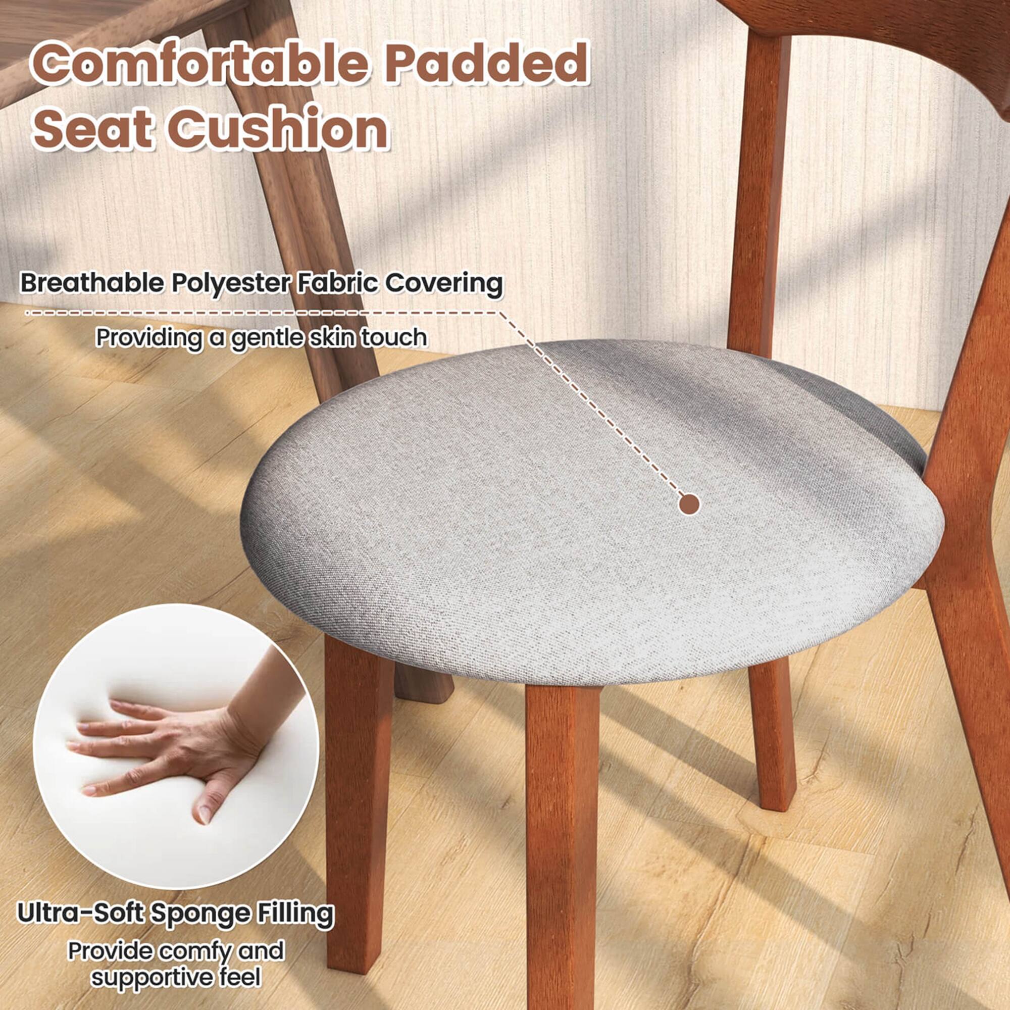 Comfortable Padded Seat Cushion Breathable Polyester Fabric Covering Providing a gentle skin touch Ultra-Soft Sponge Filling Provide comfy and supportive feel.