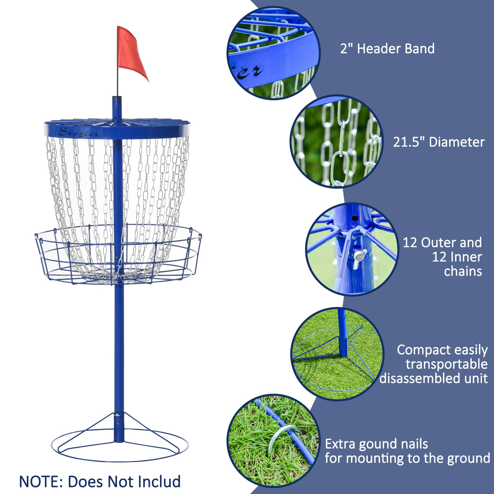 er 2" Header Band Soozie: 21.5" Diameter 12 Outer and 12 Inner chains Compact easily transportable disassembled unit NOTE: Does Not Include Extra ground nails for mounting to the ground