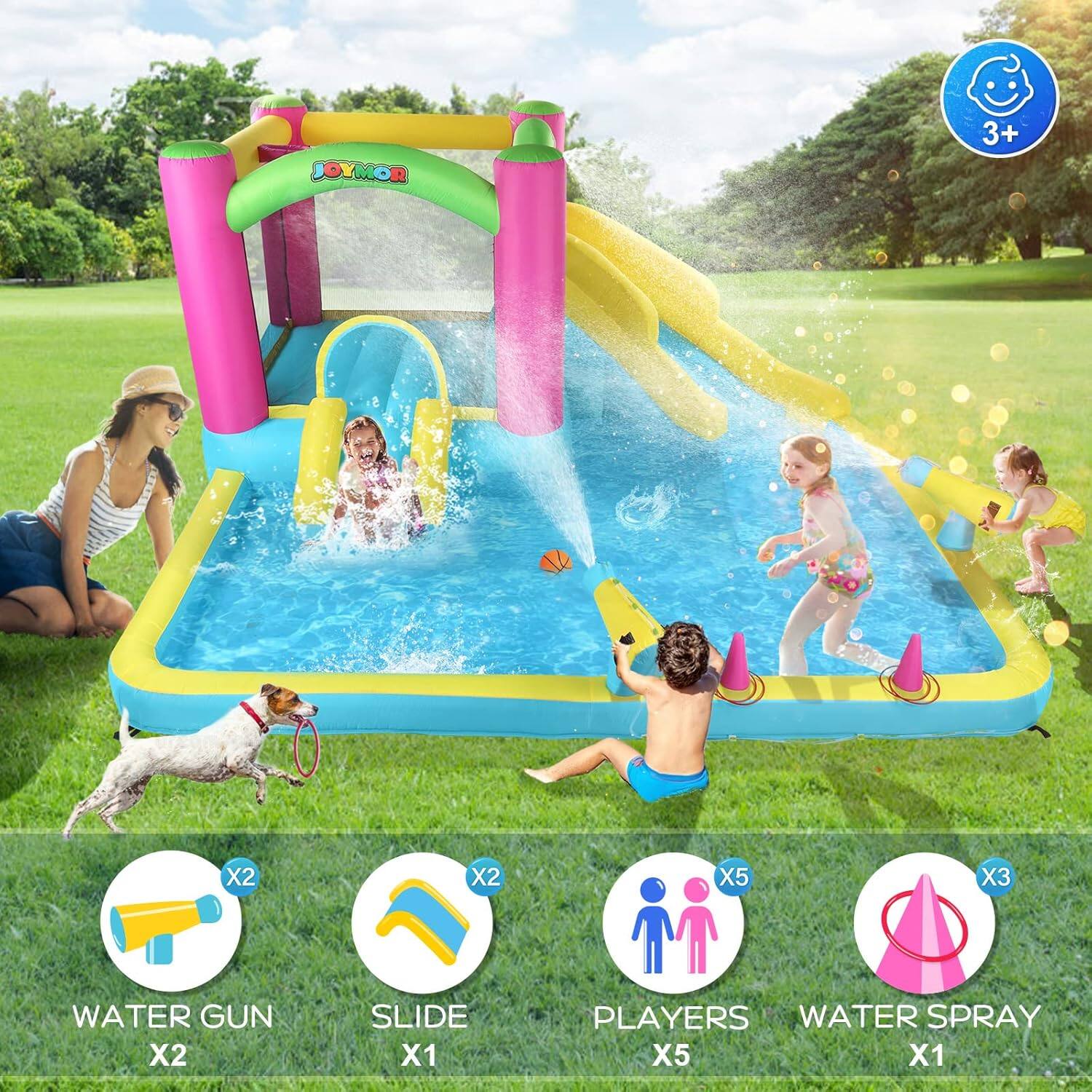 JOYMOR 3+ X2 X2 X5 X3 WATER GUN X2 SLIDE X1 PLAYERS WATER SPRAY X5 X1