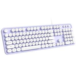 HM 1810 - Wired Full sized Typewriter Keyboards Usb Plug And Play Office With Number Pad Caps Indicators Foldable Sta - Purple White
