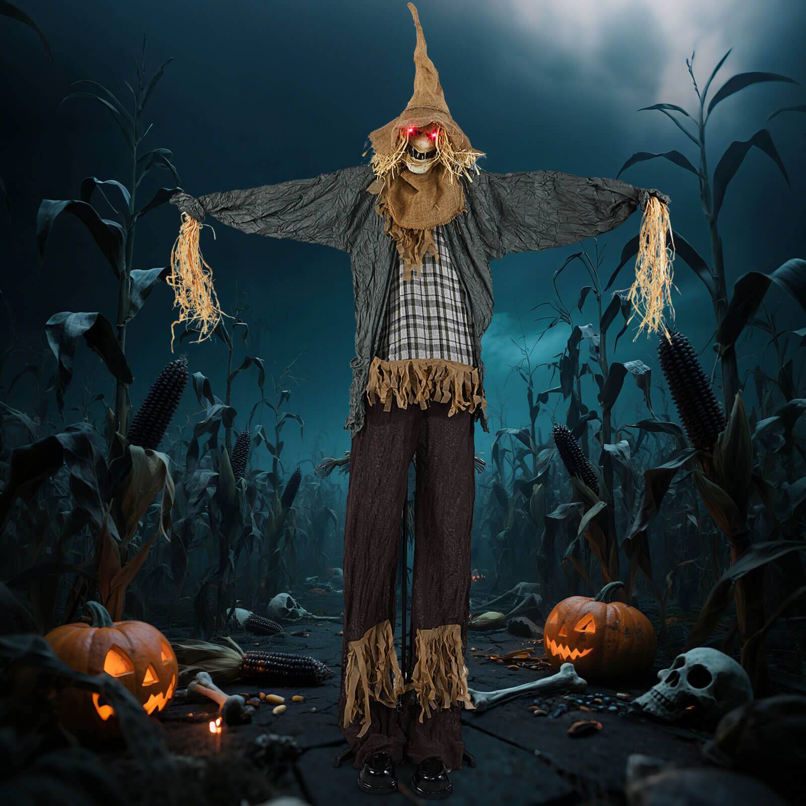 Alt View 1. Costway - Costway 7 FT Halloween Decoration Animated Standing Scarecrow Light-up Eyes Poseable Arm - Multicolor.