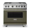 Front. Viking - 5-Series 5.6 Cu. Ft. Self-Cleaning Freestanding Dual Fuel Convection Range - 4 Burner - LP - Martini.