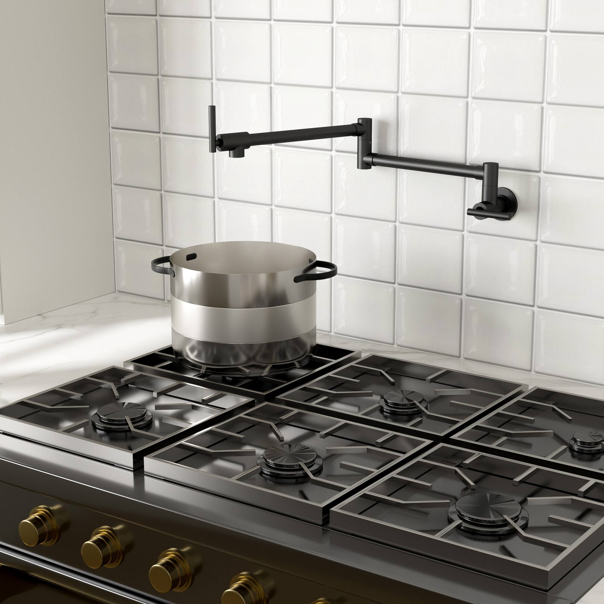Left. Lordear - Black Wall Mount Kitchen Sink Faucet Folding Stretchable with Single Hole Two Handles - Blackl.