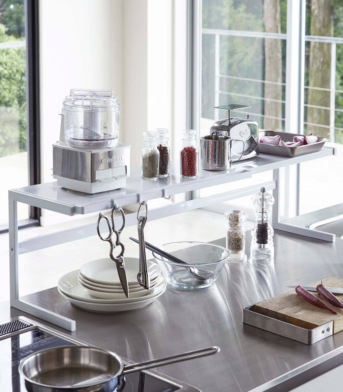 Left. Yamazaki Home - Expandable Countertop Shelf - Steel - Black.
