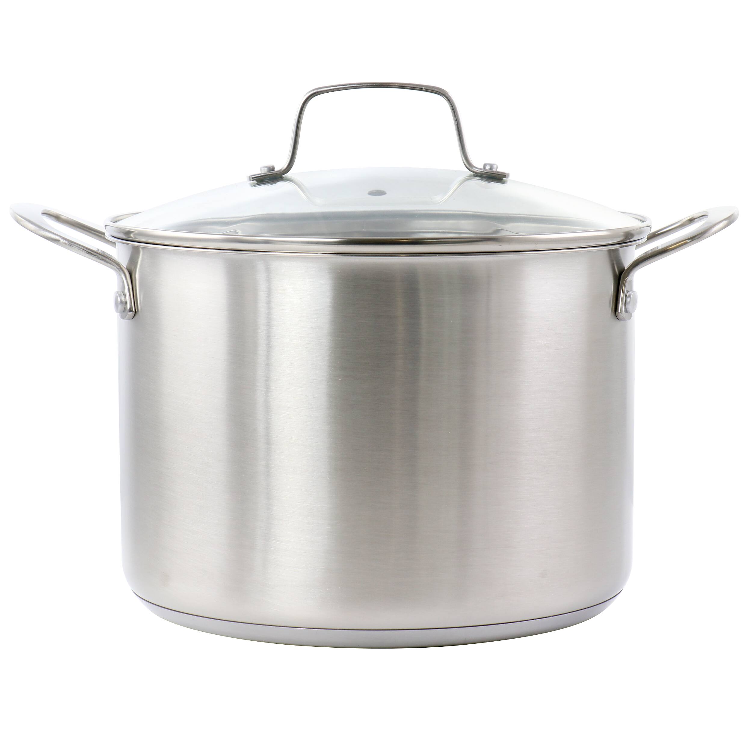 Front. Martha Stewart - Martha Stewart Everday Midvale 8 Quart Stainless Steel Stock Pot with Lid - Silver.