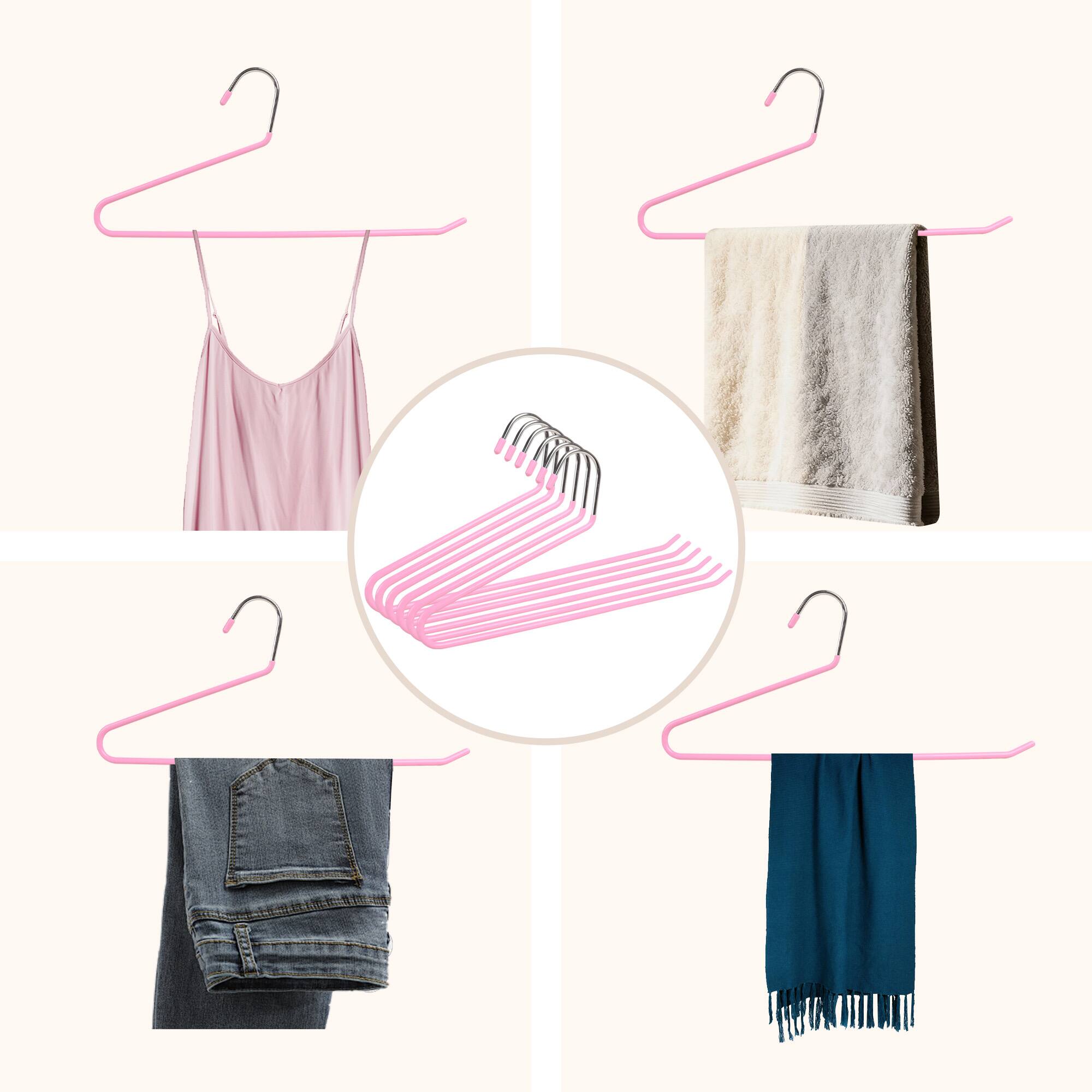 Alt View 2. BP4U - 36-Pack Open-Ended Metal Hangers with Non-Slip Coated, Space Saving Scarf Hangers for Trousers, Dresses & Towels(Pink) - Pink.