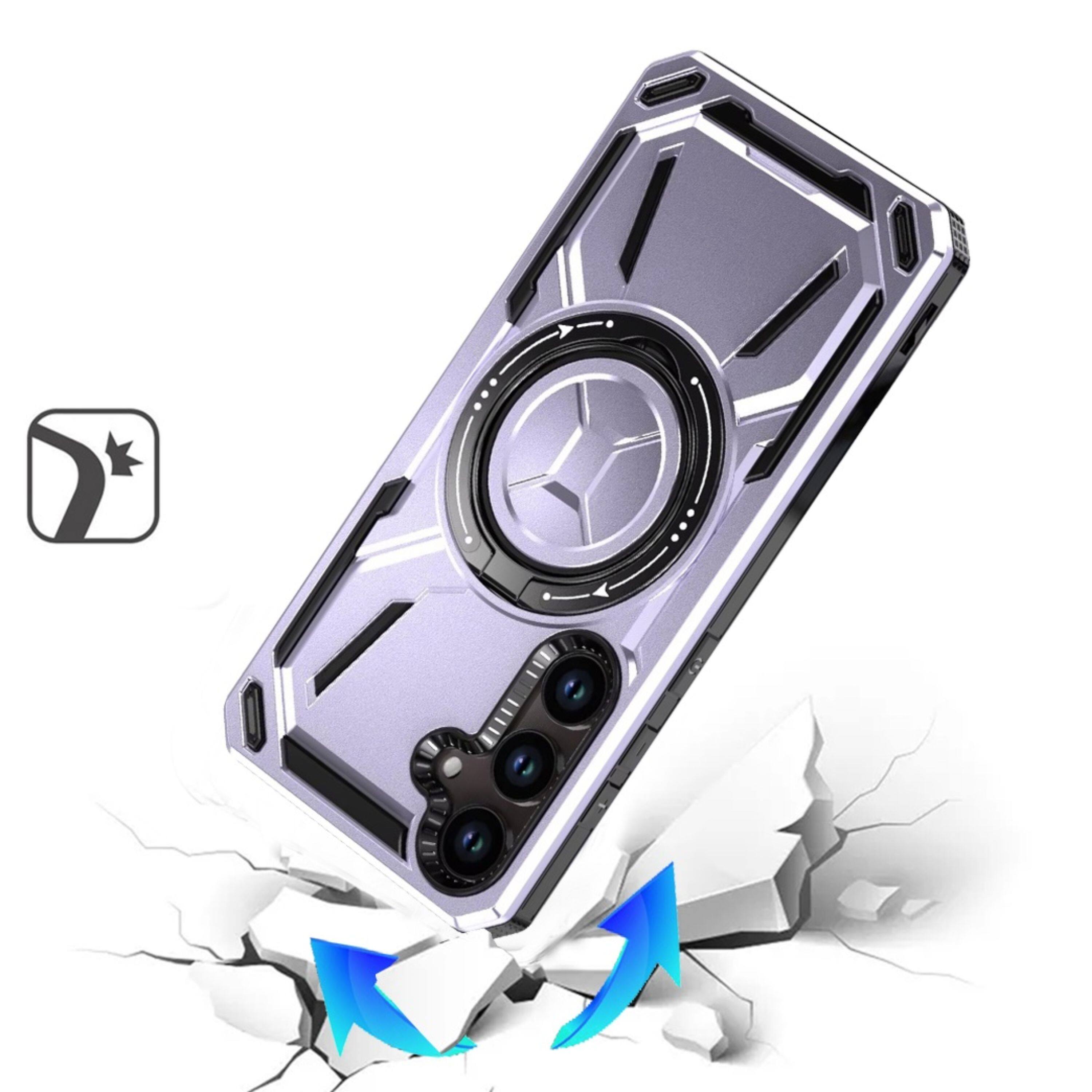 Angle. Kitcheniva - Shockproof Magnetic Circle Rotating Metal Stand Phone Case With Tempered Glass Samsung Galaxy S26+ Plus Light Purple - 22.99.