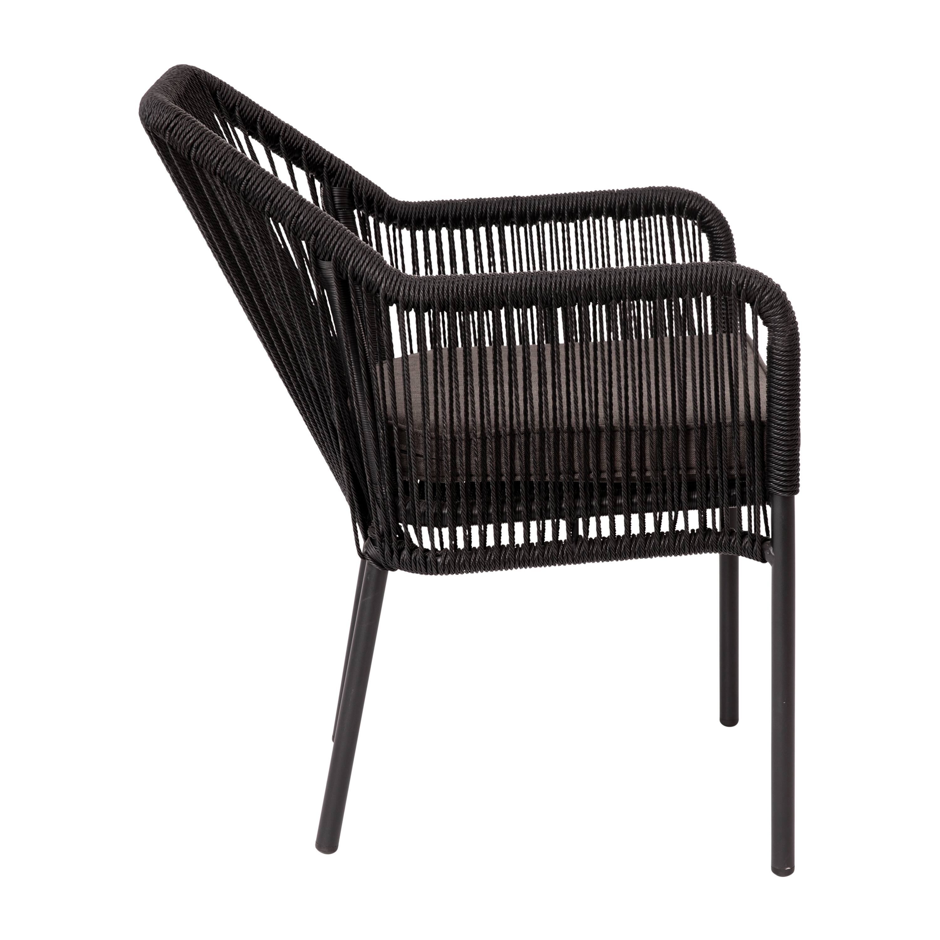 Alt View 7. Emma + Oliver - Talmadge Woven All-Weather Outdoor Two-Piece Club Chair Set with Coordinating Cushions for Porch, Backyard and Patio - Gray Cushion/Black Frame.