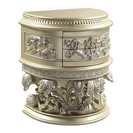 Manhattan Lane - Nightstand with Scrolled Carvings and Half Moon Shape - Silver