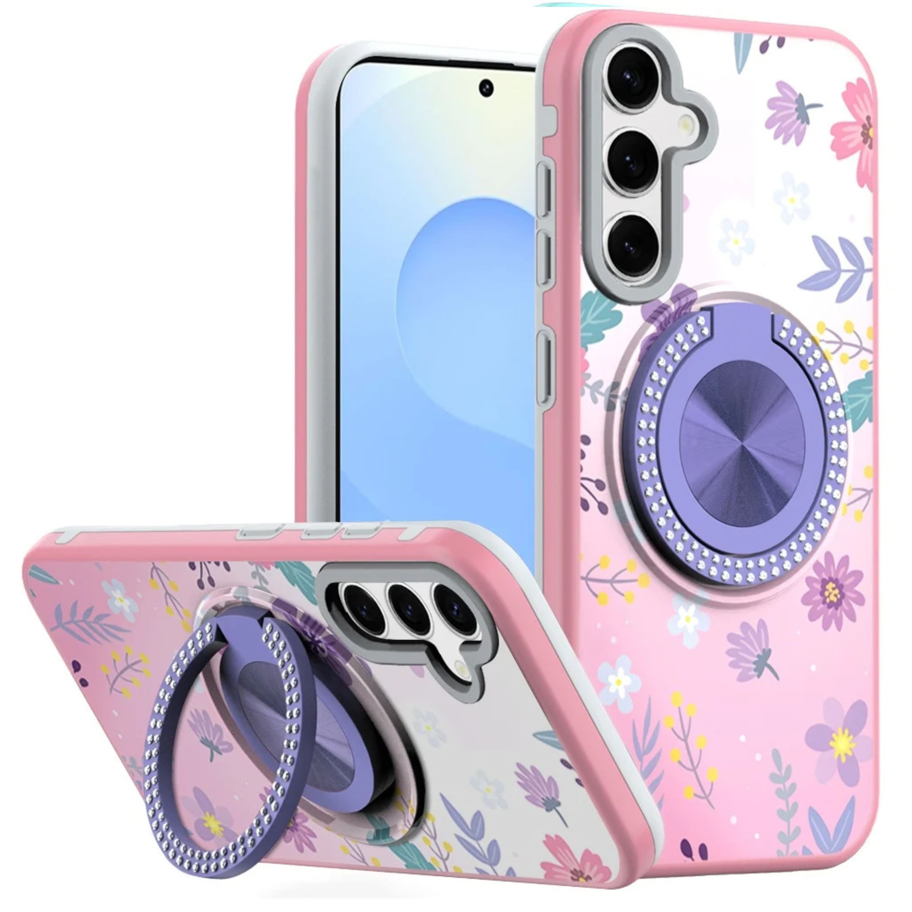 Kitcheniva - Printed Design Ring Stand Case With Tempered Glass For Samsung S25 Plus S24 Plus - Garden price history on PriceWatchPro