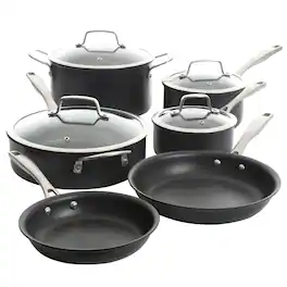 Kenmore - Pro Arbor Heights 10 Piece Nonstick Aluminum Cookware Set - Black