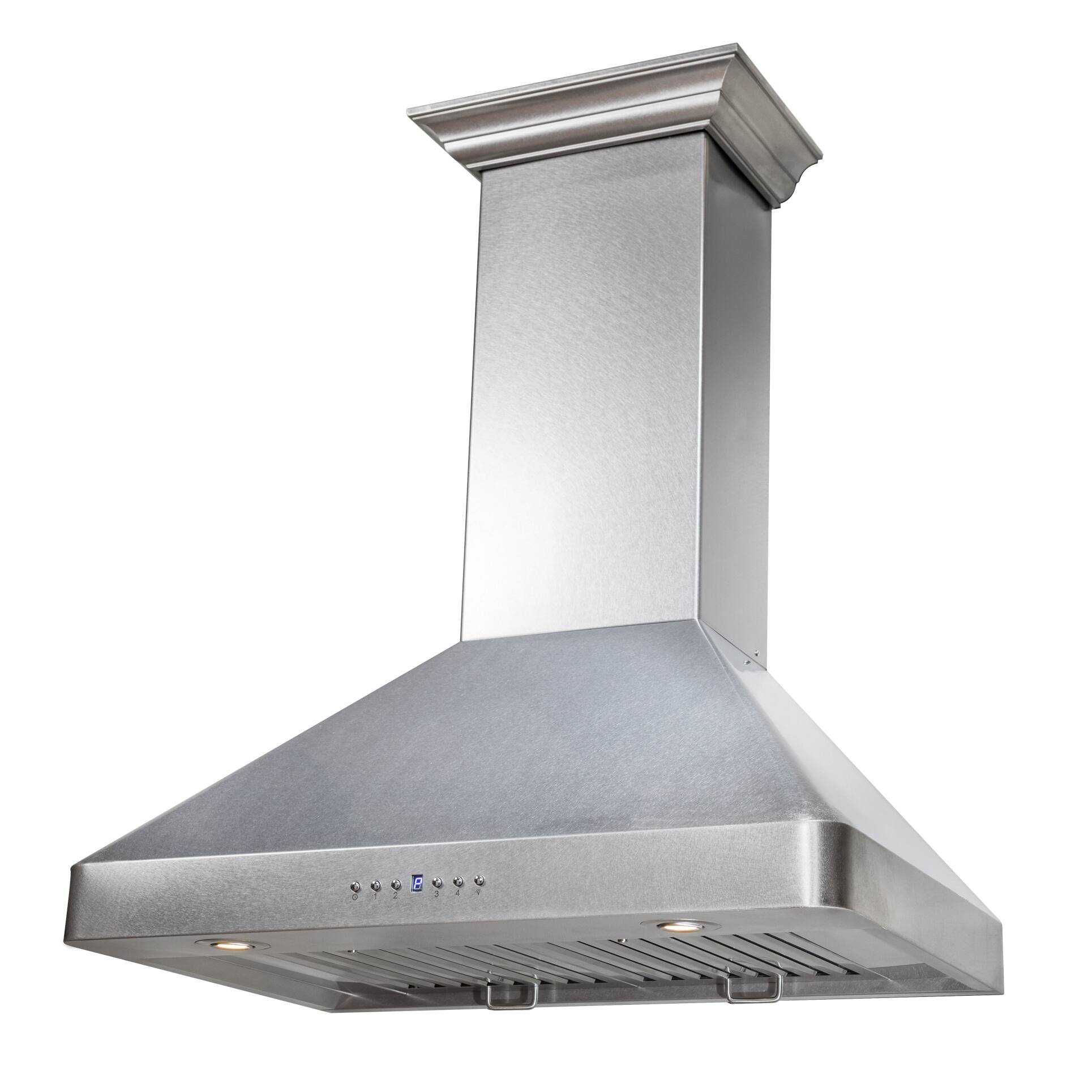 Left. ZLINE - ZLINE 30 in. Ducted Wall Mount Range Hood in Satin Stainless Steel (8KF2S-30) - Satin Stainless Steel.