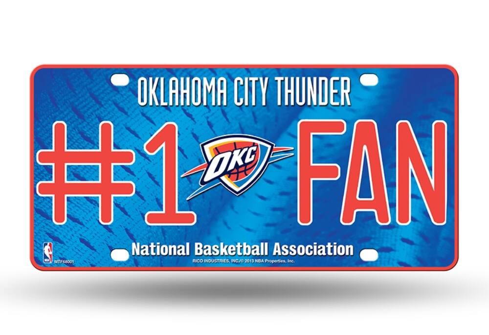 Oklahoma City Thunder #1 Fan Metal License Plate Tag - Number One! Let's Go!!