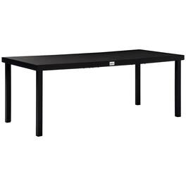 Outsunny - 75" x 35" Outdoor Dining Table for 8 People, Rectangular Aluminum Frame Garden Table with All-Weather Faux Wood Top - Black